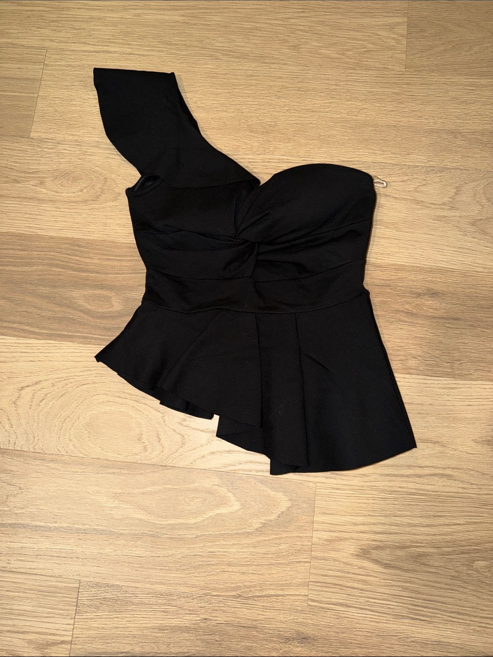Alythea Black One-Shoulder Peplum Top